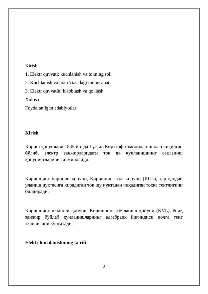 Elektr energiyasining quvvati kuchlanshi tok orqali ifodalanishi 2