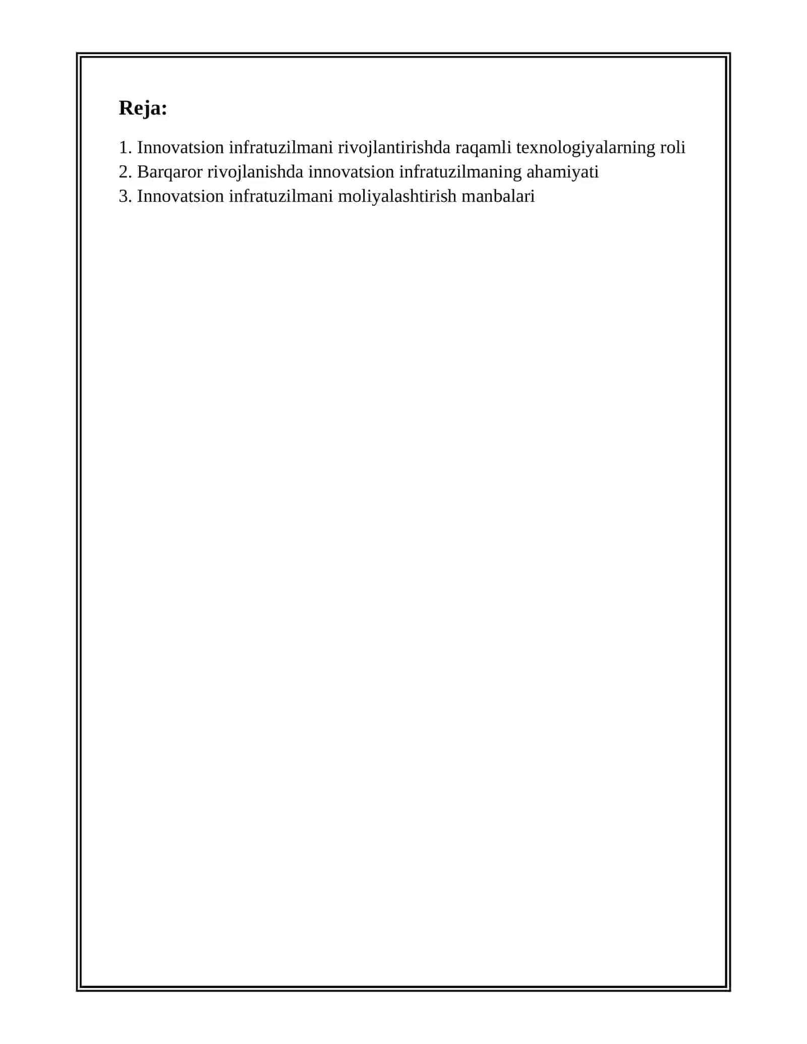 INNOVATSION INFRATUZILMANI RIVOJLANTIRISH OMILLARI 2