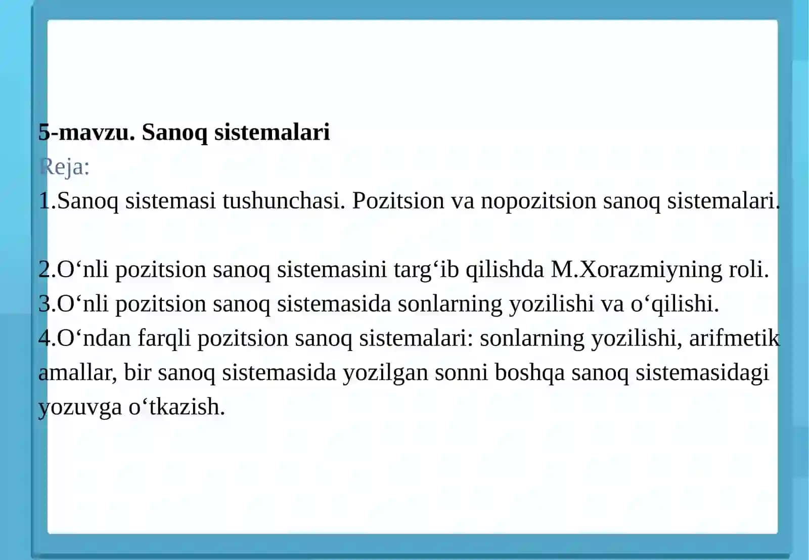 5-mavzu.Sanoqsistemalari 2