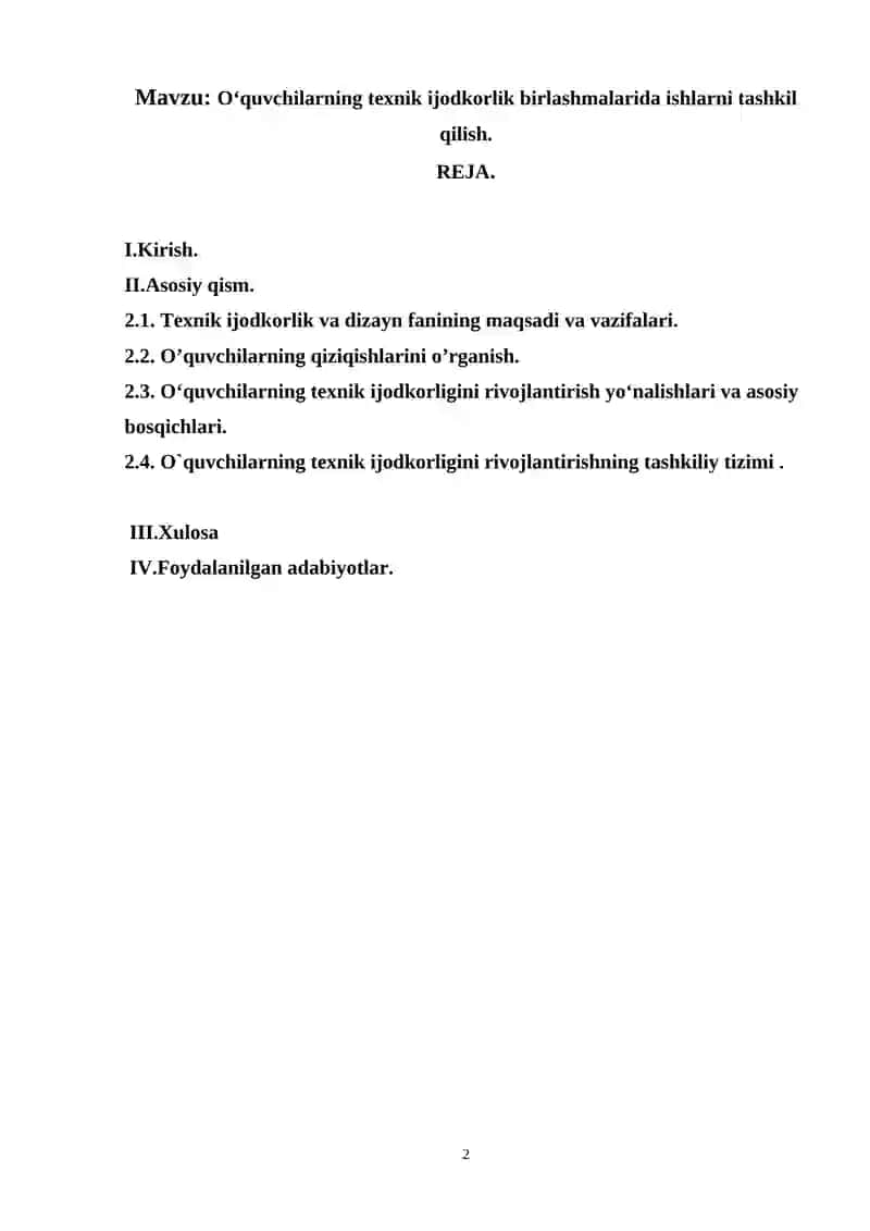 О‘quvchilarning texnik ijodkorlik birlashmalarida ishlarni tashkil qilish 2