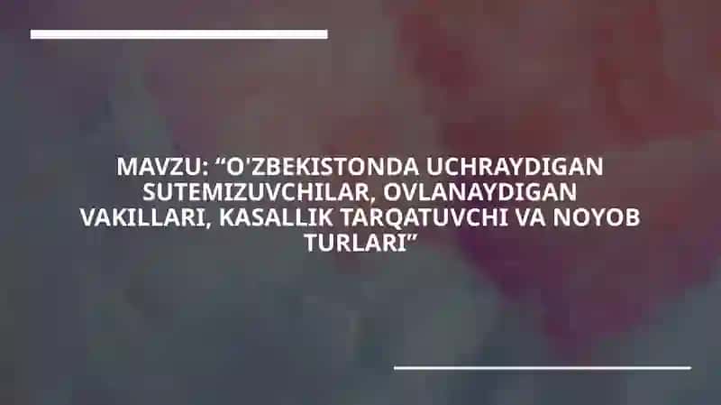 "ZOOLOGIYA" Fanidan Tayyorlagan Kurs Ishi 2