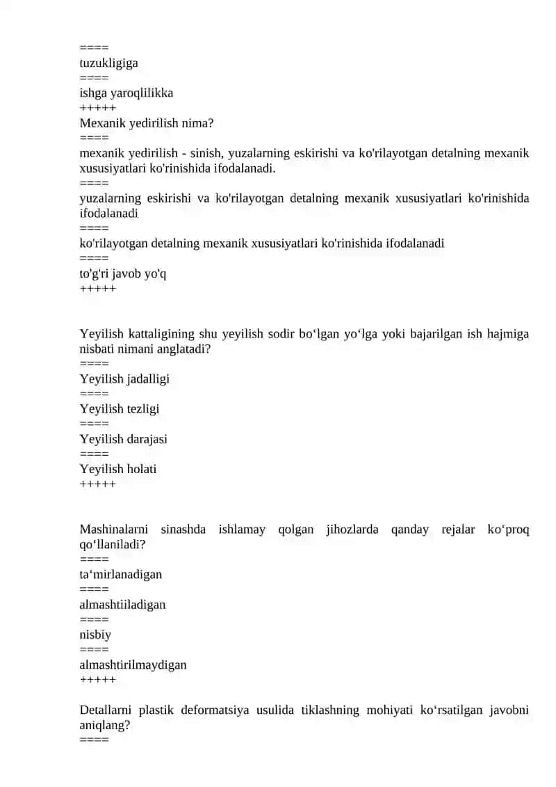TEXNOLOGIK JIHOZLARNING ISHONCHLILIGI fani 2