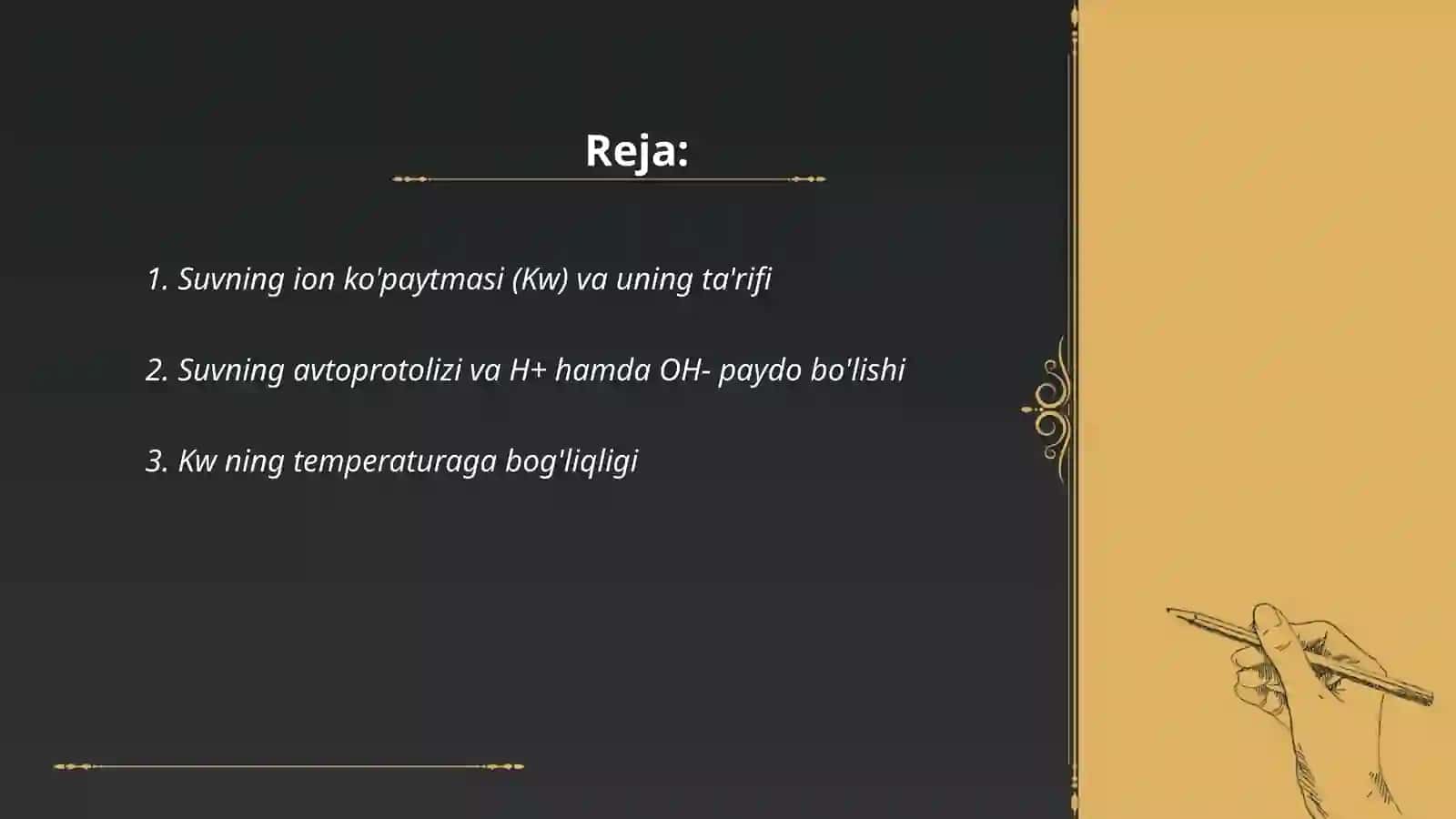 Suvning ion ko'paytmasi vodorod ko'rsatkich bufer eritmalar 2