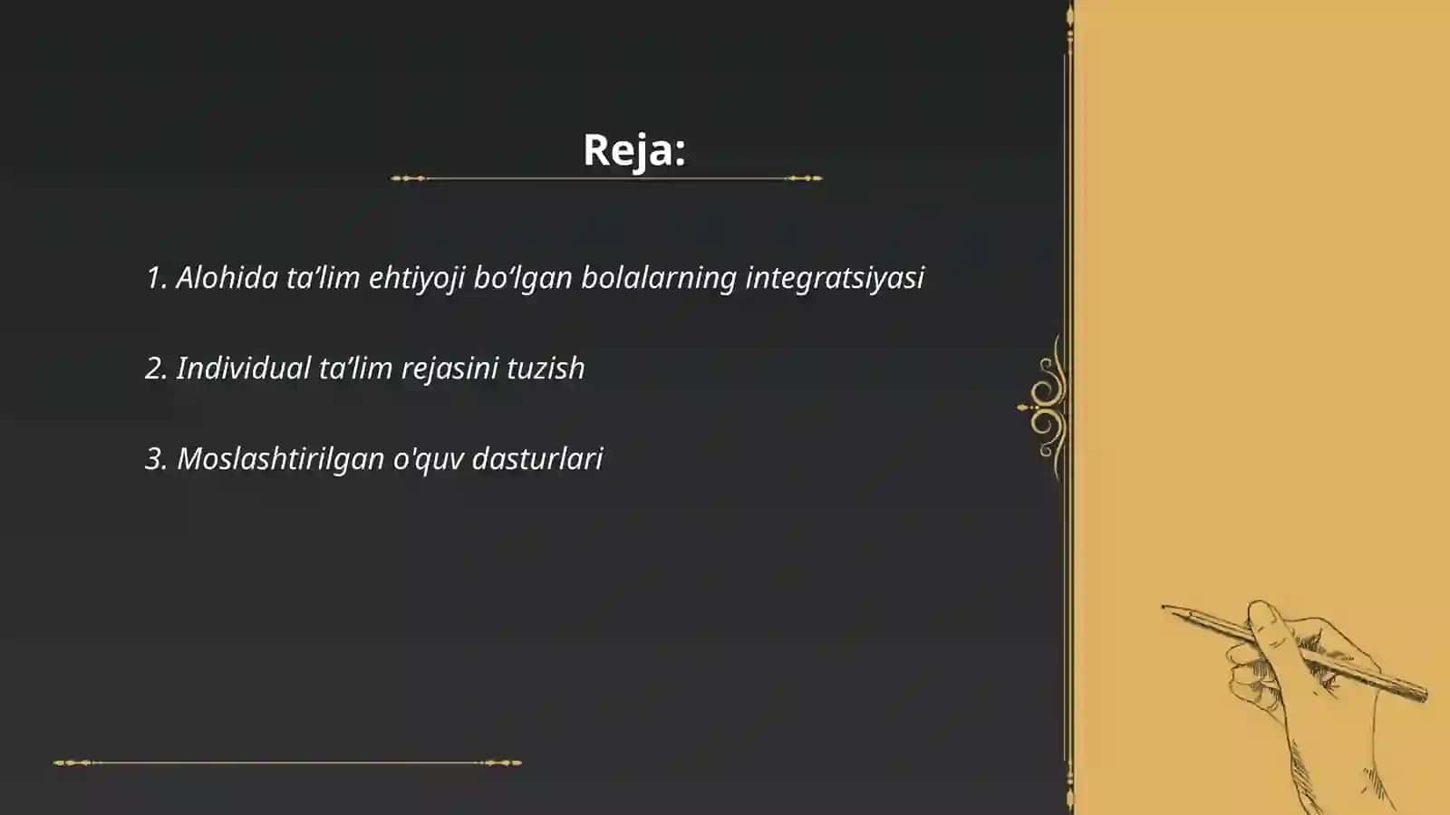 Alohida taʼlimga ehtiyoji boʻlgan bolalarni umum taʼlim maktabi yoki maktabgacha taʼlim muassasalarida taʼlim jarayoni 2