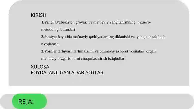 Yangi oʻzbekistonda amalga oshirilayotgan maʼnaviy oʻzgarishlar 2