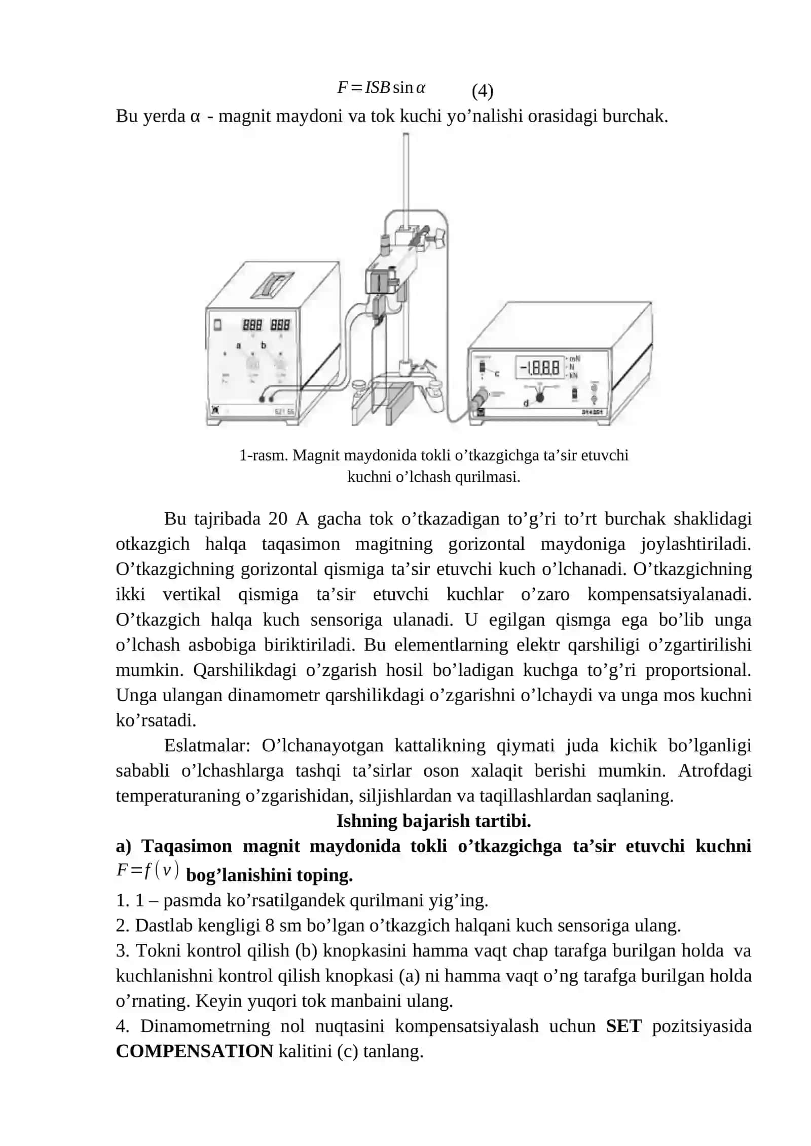 Taqasimon magnit maydonida tokli o’tkazgichga ta’sir etuvchi kuch 2