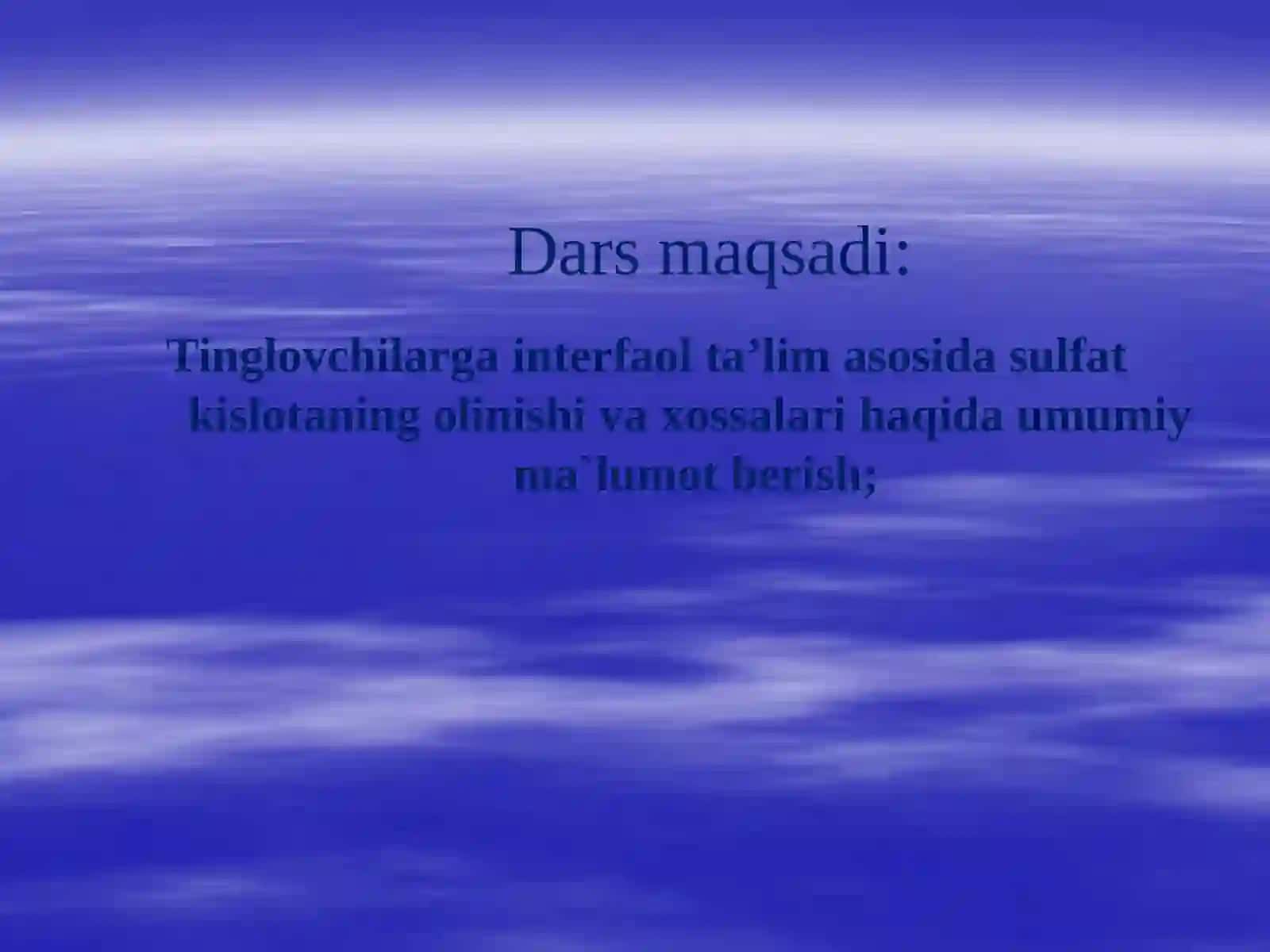 Sulfat kislotaning olinishi va xossalari 2