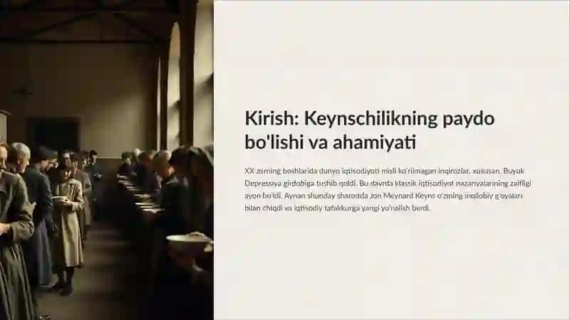 Jon Meynard Keyns taʼlimoti va Neokeynschilik: Zamonaviy Iqtisodiyotga Ta'siri 2