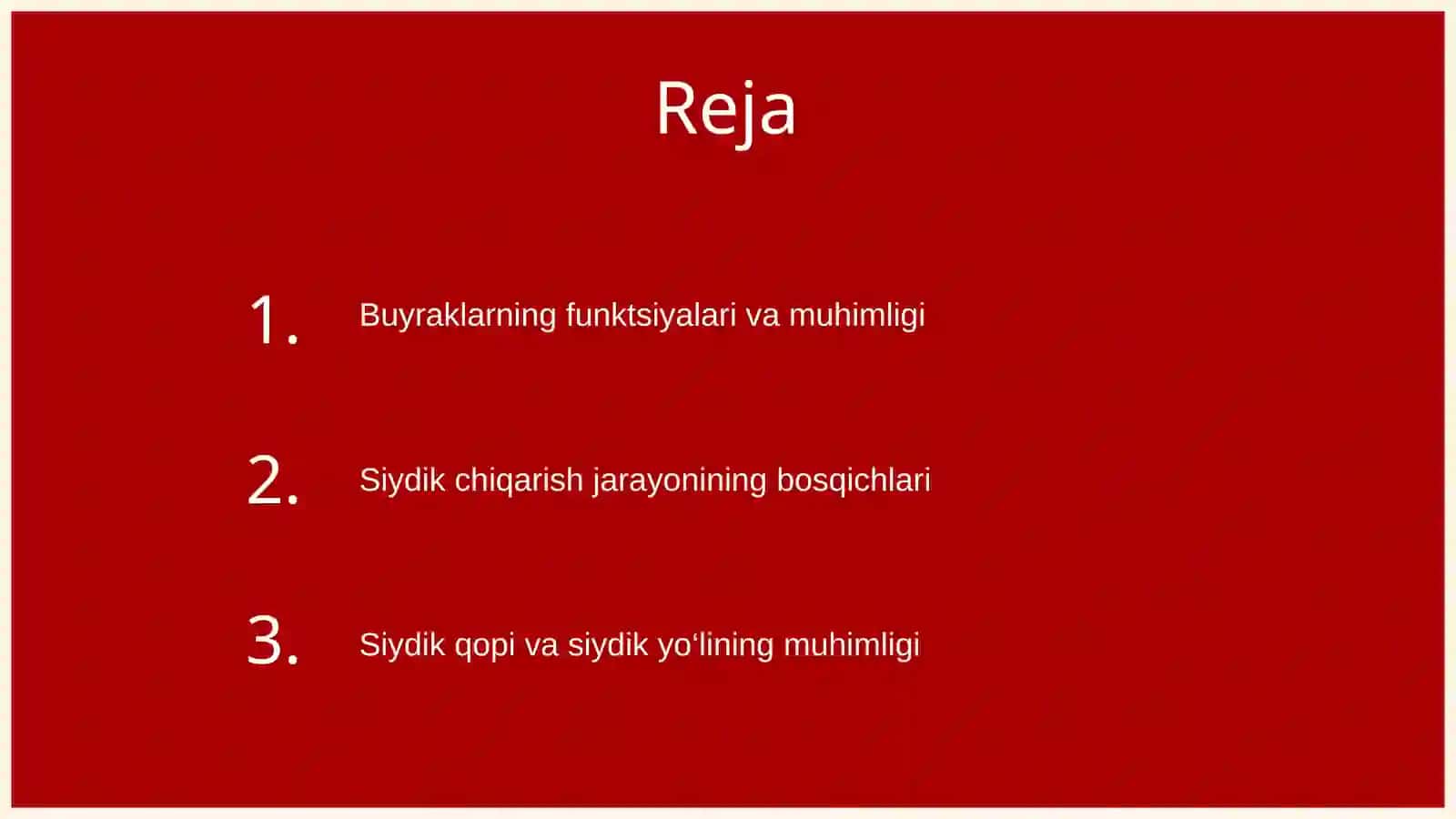 Siydik buyraklariga tegishli tahlil 2