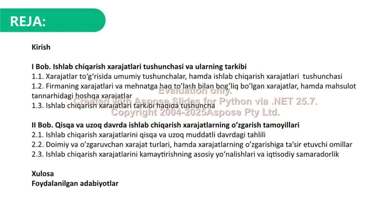 Ishlab chiqarish xarajatlari va ularning tarkibi 2