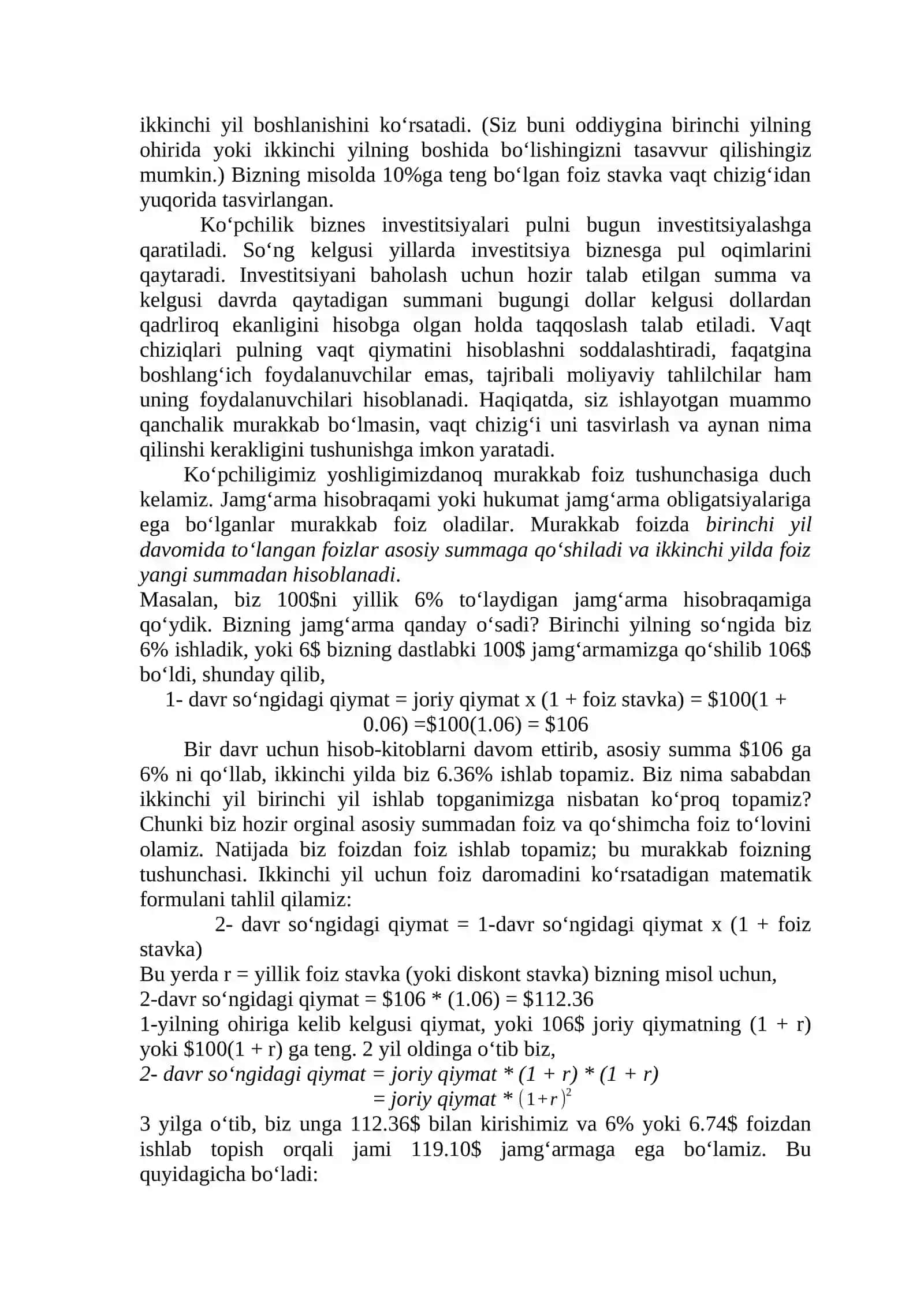Pulning davriy qiymati va pul oqimlarining diskontli tahlili 2