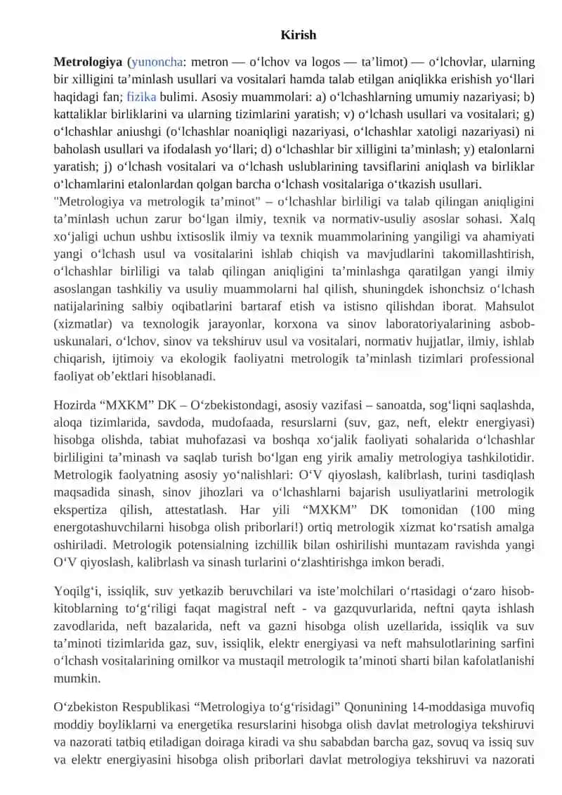 Metrologik ta’minot tushunchasi 2