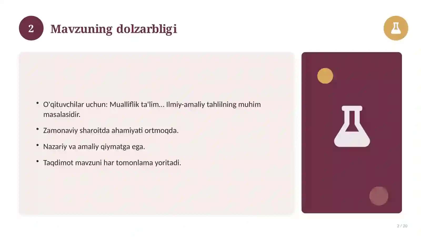 Mualliflik ta'lim texnologiyasi — samaradorligi tahlili (Tajriba-sinov ishi) 2