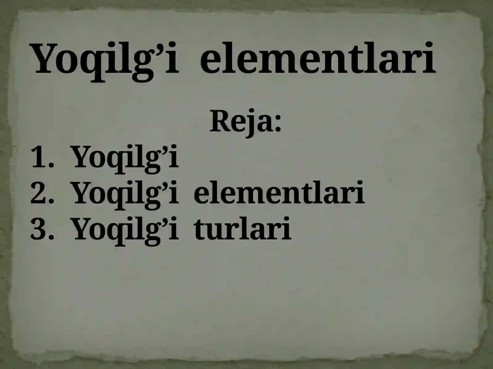 MUSTAQIL ISHI Yoqilg’ielementlari 2