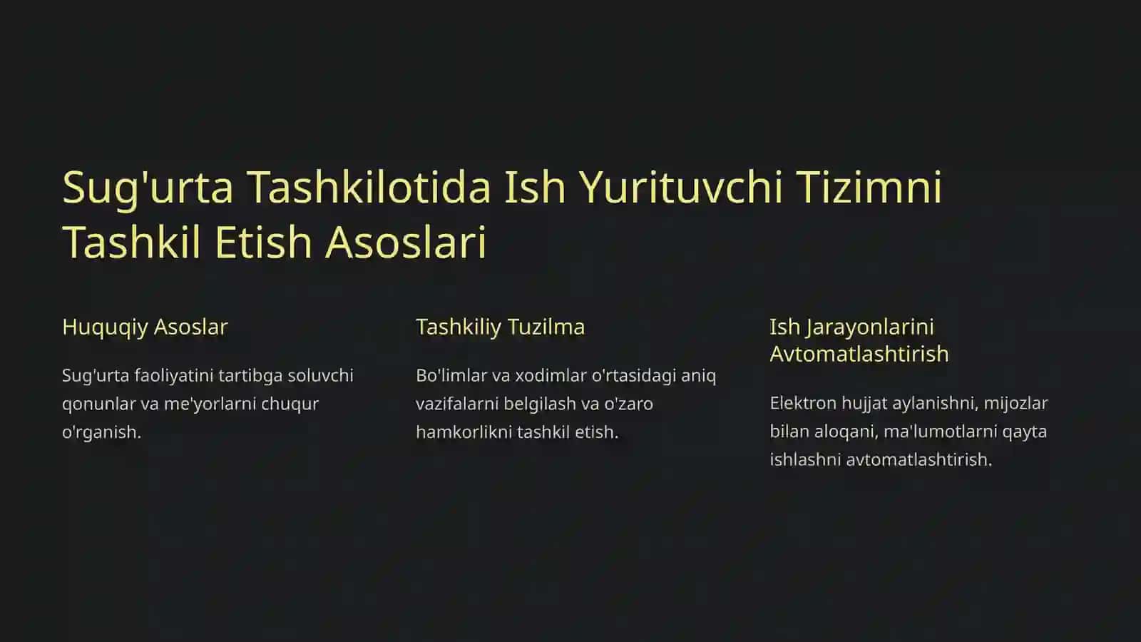 Sug'urta Tashkilotida Ish Yurituvchi Tizimni Tashkil Etish Asoslari 2