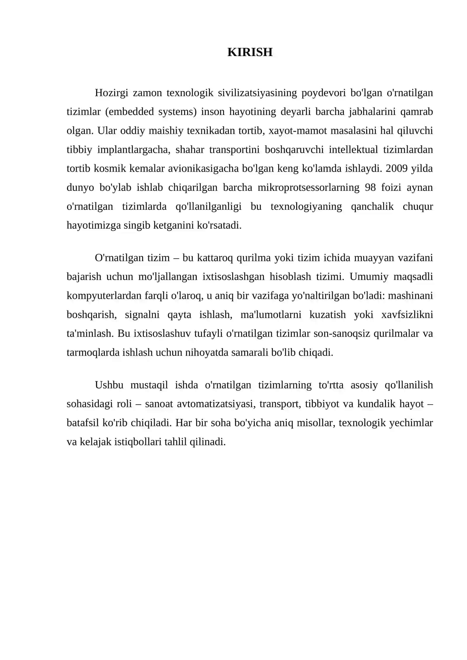 O'rnatilgan tizimlarning sanoat avtomatizatsiyasi 2