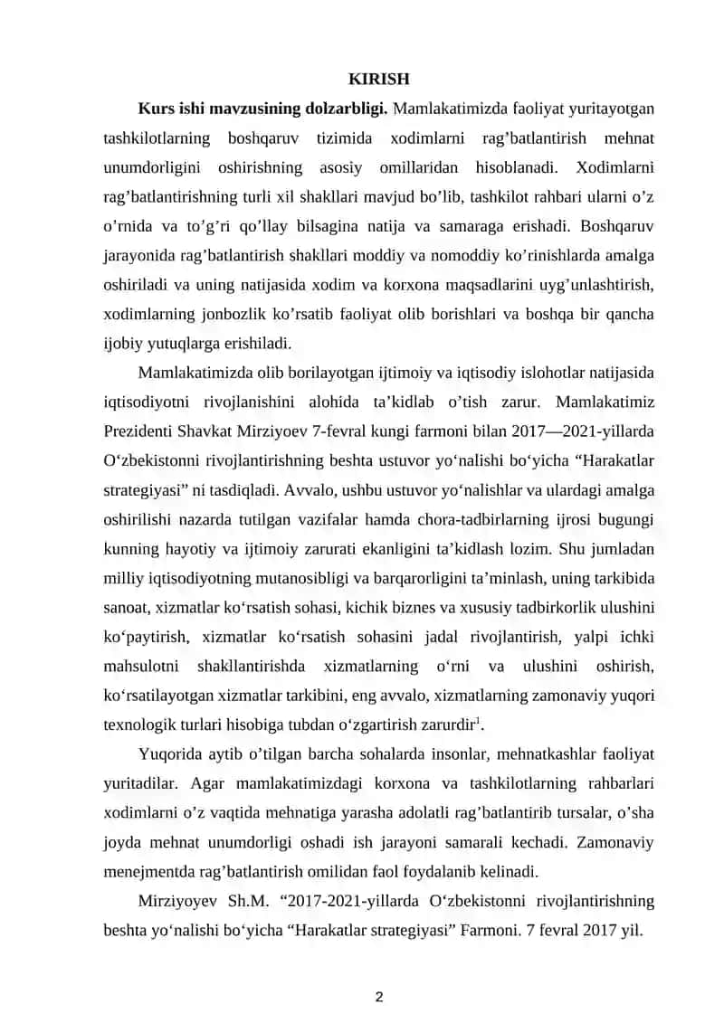Mehnatni rag'batlantirish tizimining iqtisodiy samaradorligini baholash 2