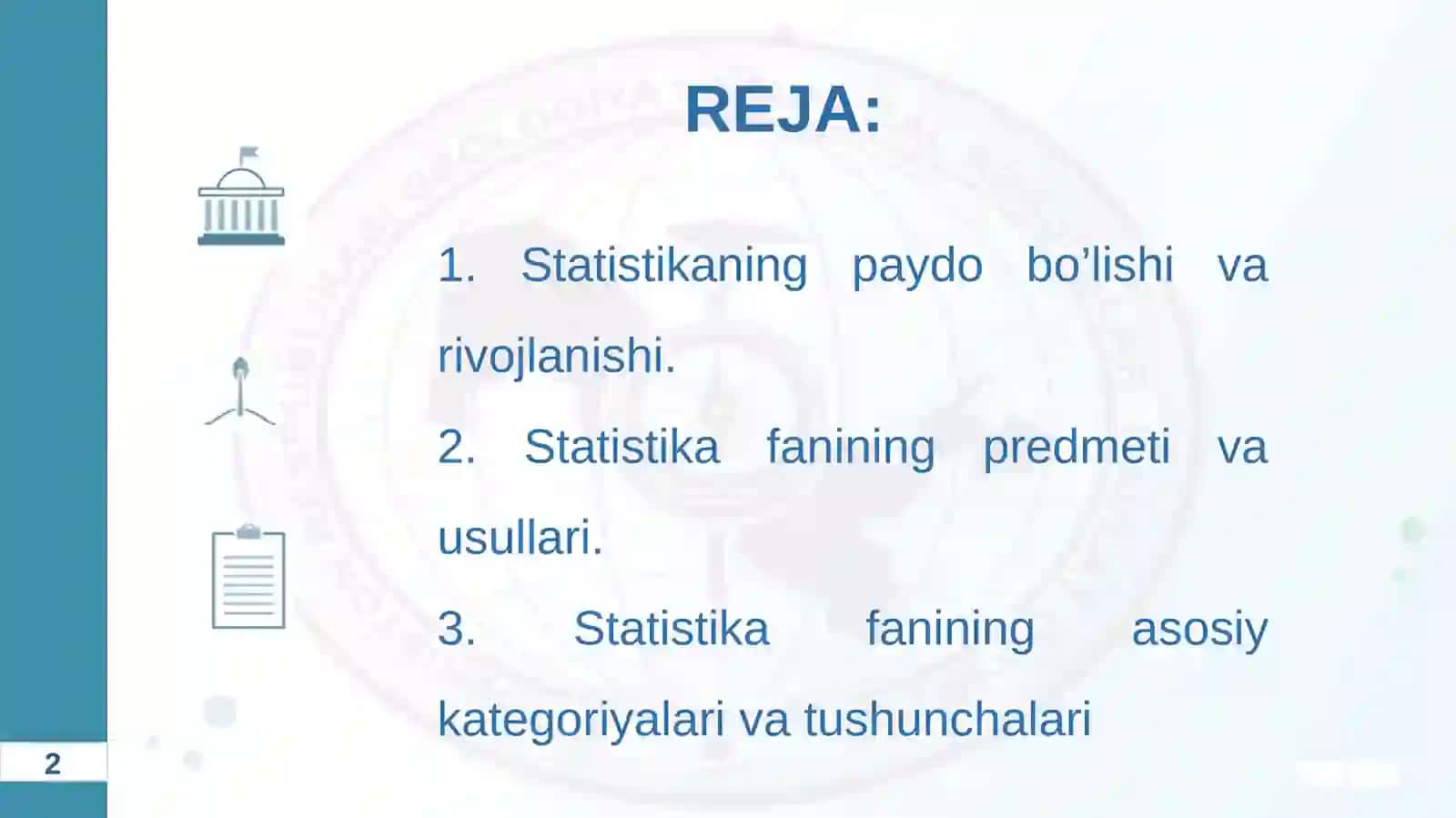 STATISTIKA FANINING PREDMETI VA USLUBI 2