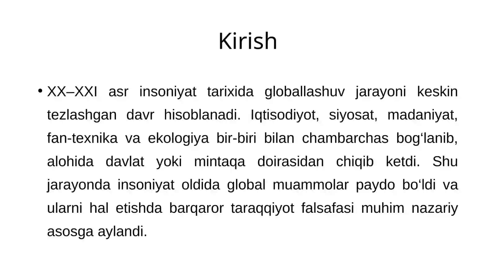 Global muammolar ve ularni hal etishda barqaror taraqqiyot falsafasi 2