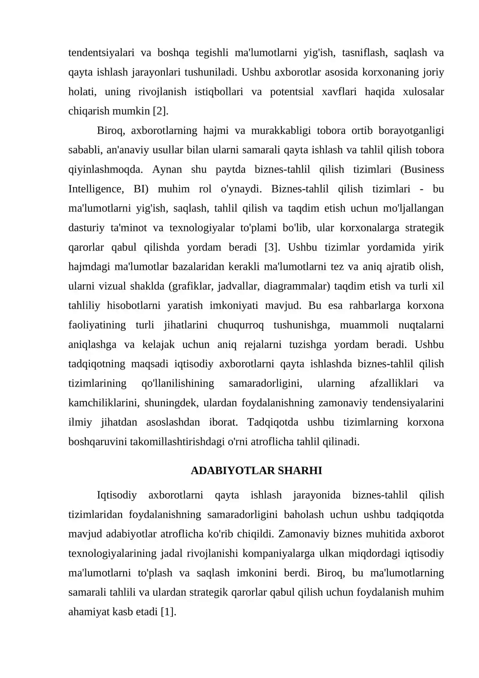 IQTISODIY AXBOROTLARNI QAYTA ISHLASH JARAYONIDA BIZNES-TAHLIL QILISH TIZIMLARIDAN FOYDALANISH 2