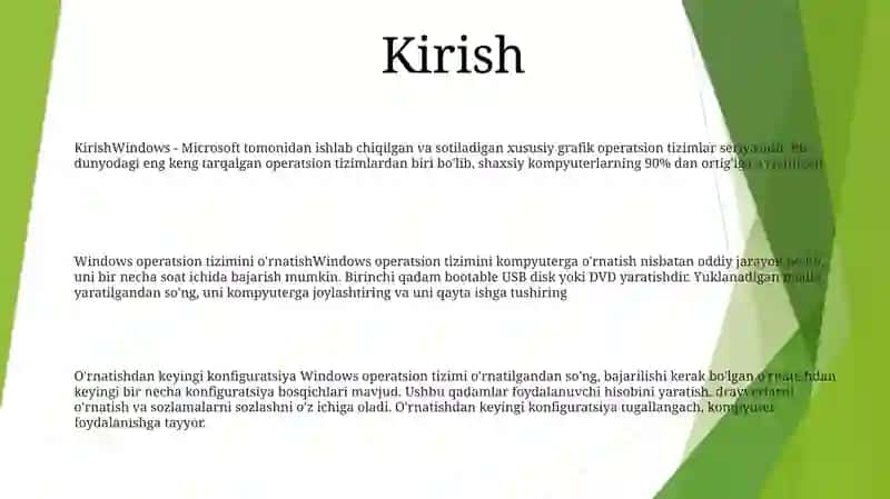 Windows Operatsion Tizimini Kompyuterga O'Rnatish 2