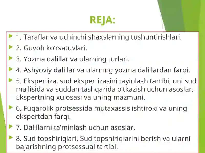 Fuqarolik protsessida isbotlash va dalillar 2