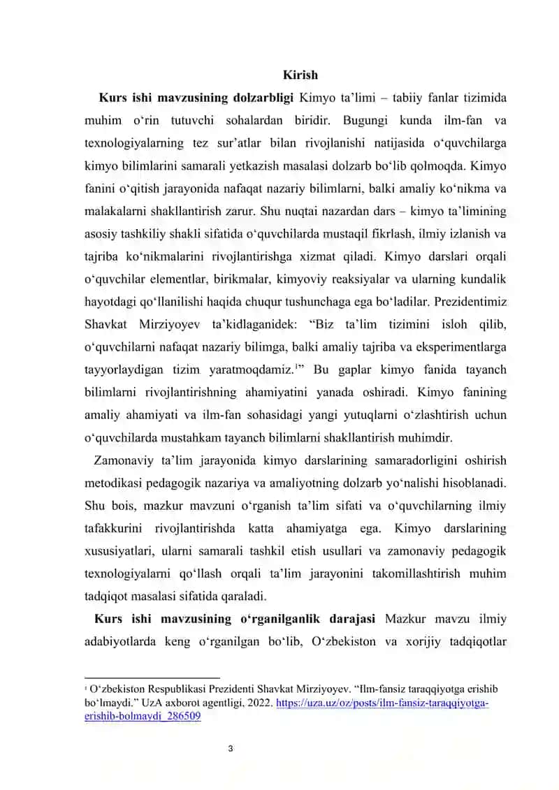 Kimyo ta'limining tashkiliy shakli bo'lgan dars va uning xususiyatlari 2