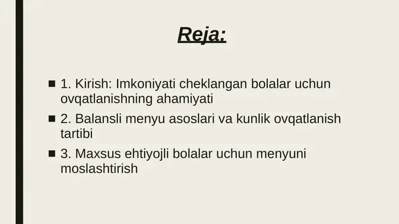 Maktab-internatda ta'lim oluvchilarning ovqatlanishi bo'yicha reja 2
