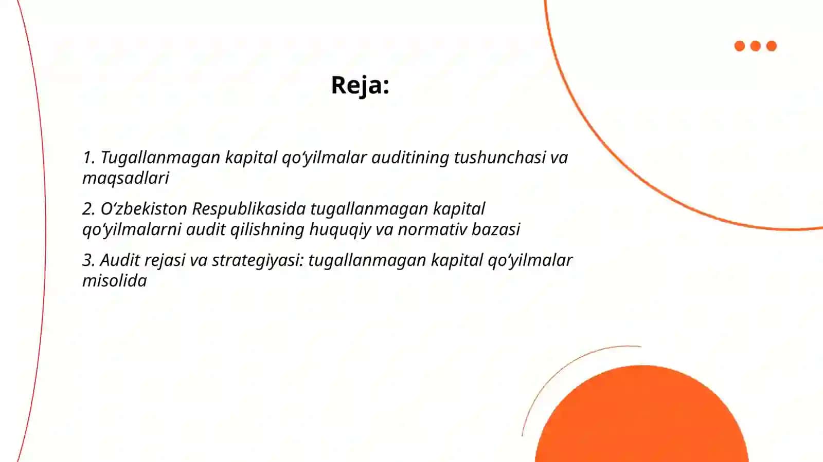 Tugallanmagan kapital qо‘yilmalar auditi 2
