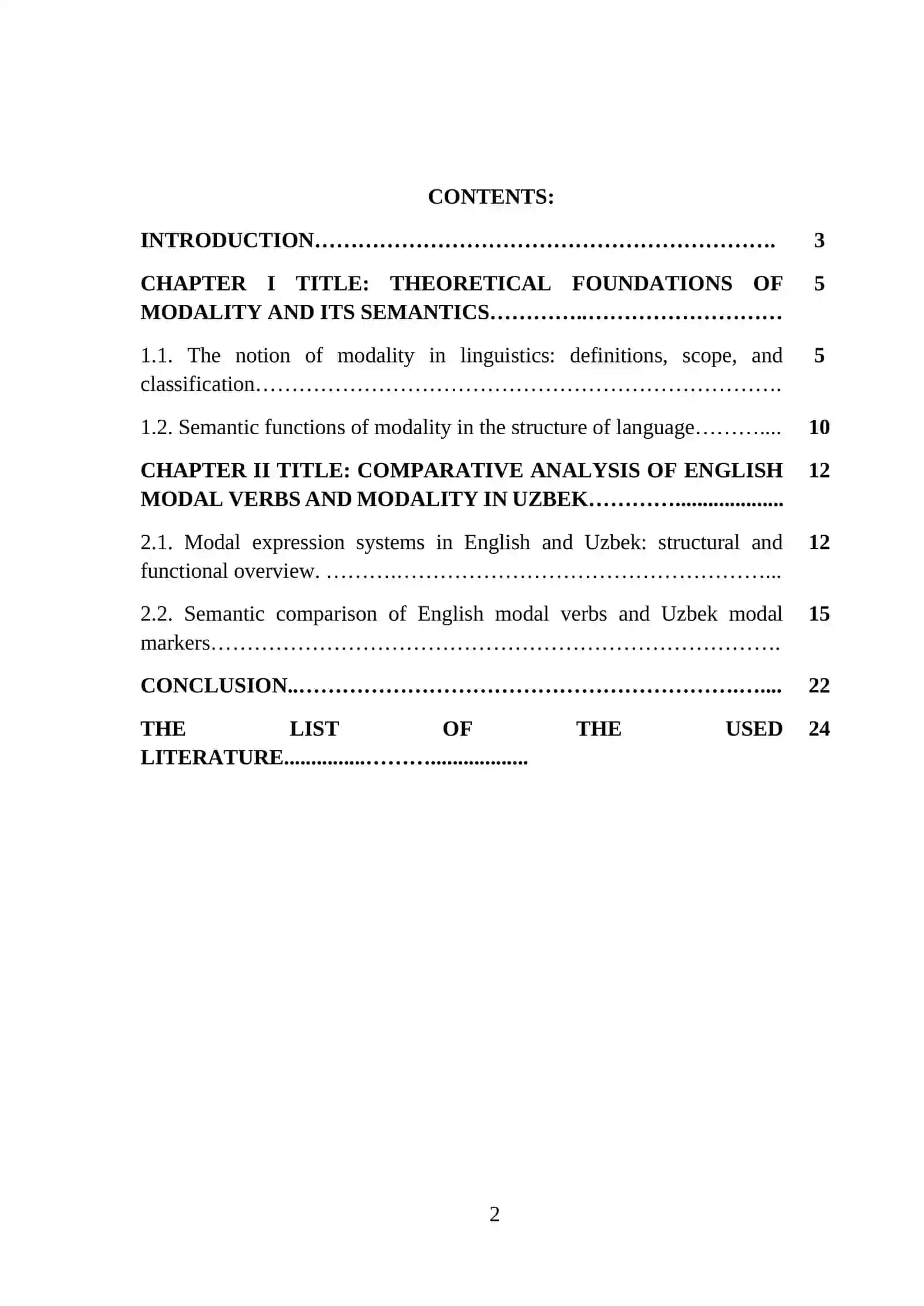 THE MODALITY: A COMPARATIVE STUDY OF MODAL VERBS AND IN AND MODAL MEANINGS IN UZBEK 2