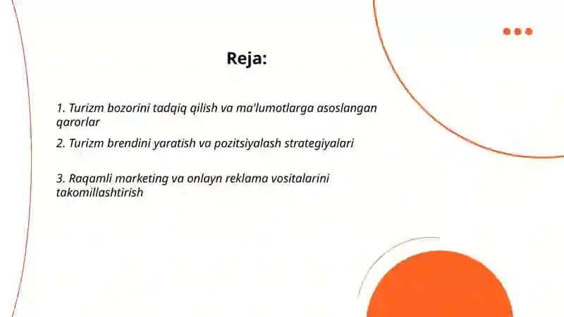 Turizmda marketing tamoyillarini takomillashtirish 2