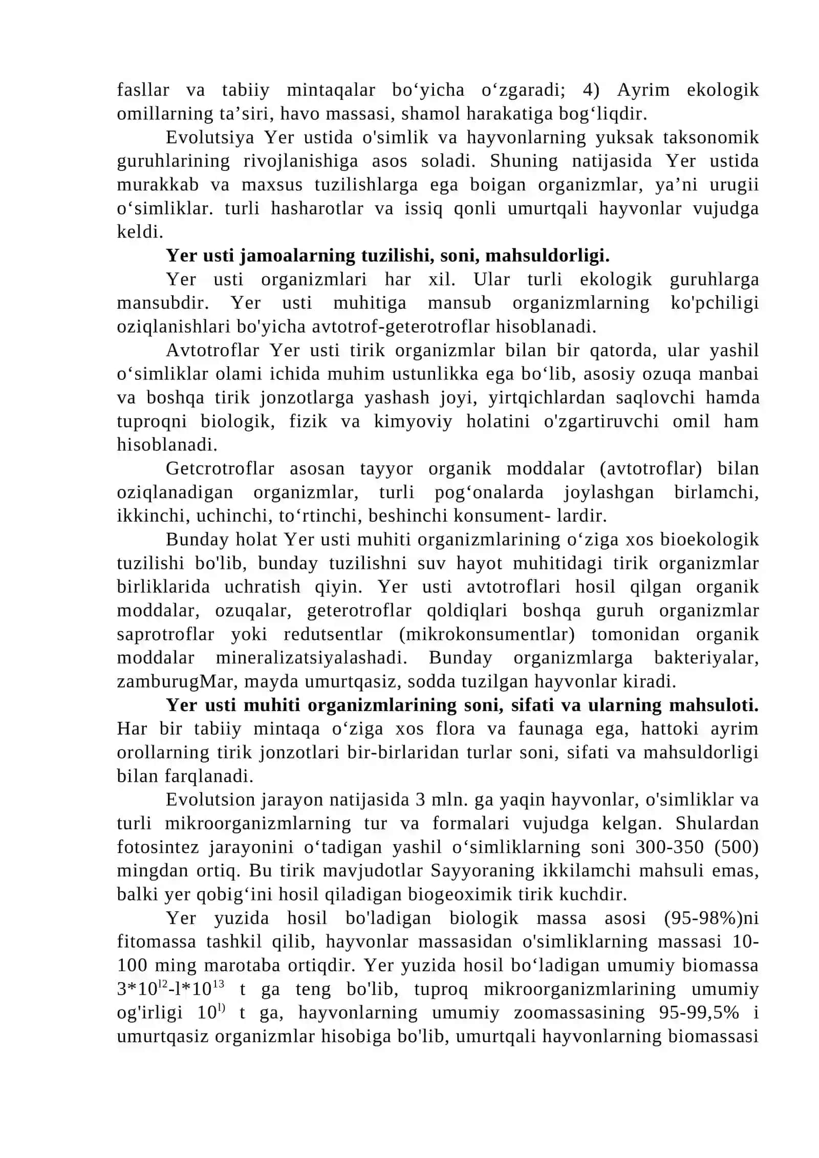 Yer usti-quruqlik hayotiy muhitning ekologiyasi 2