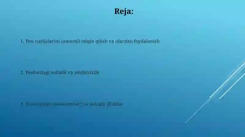 Hozirgi zamon psixologiyasida testning dolzarb muammolari 2