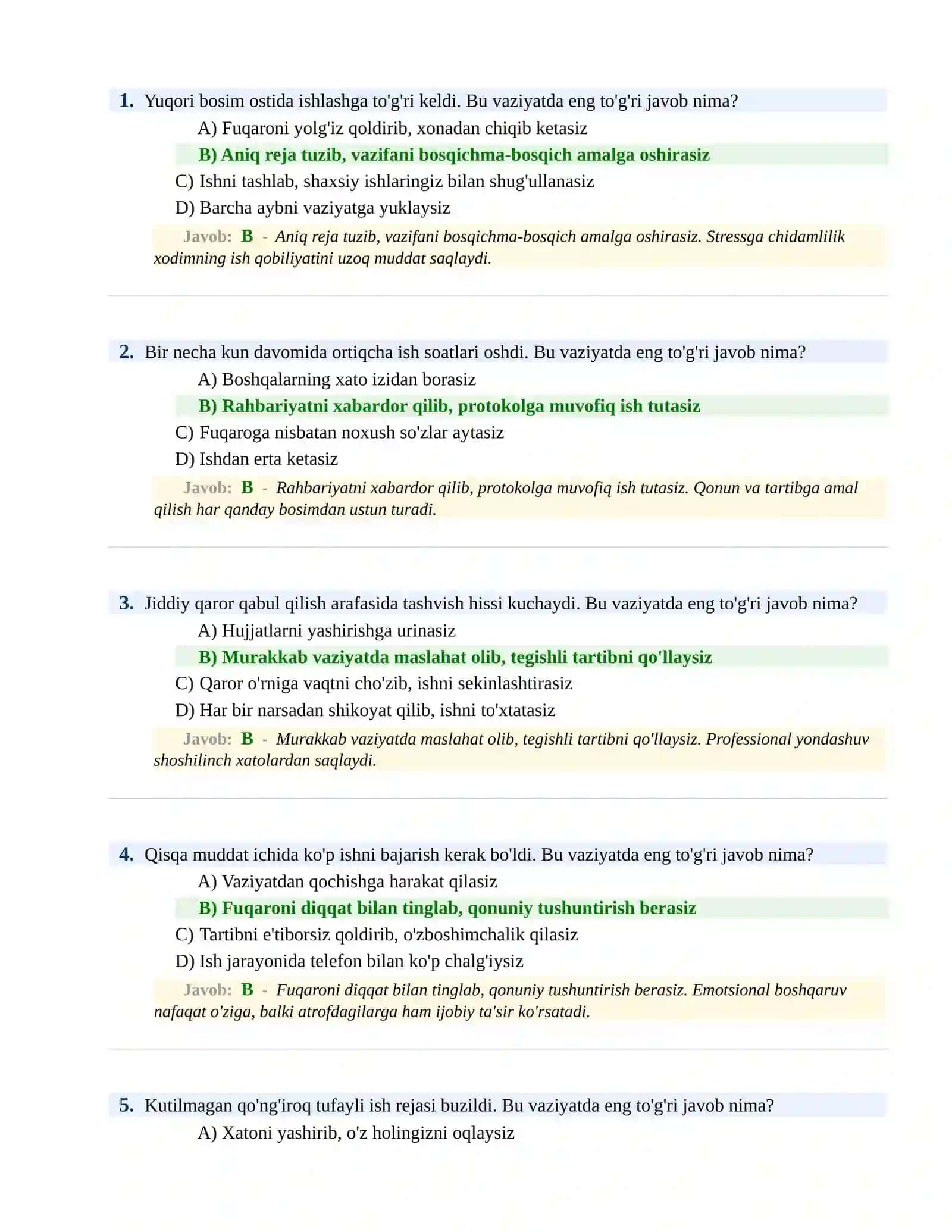 BOJXONA XIZMATIGA ISHGA KIRISH PSIXOLOGIK SINOV Testlari 2