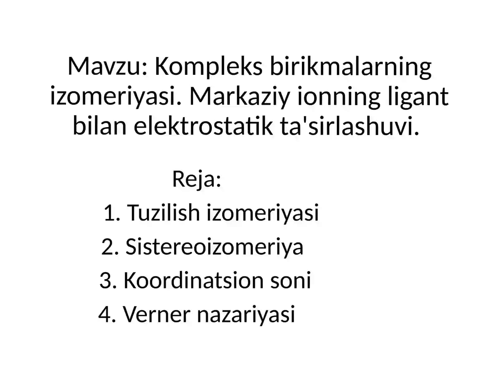 Mahmudova Aziza - Noorganik kimyo fanidan tayyorlagan Taqdimot 2