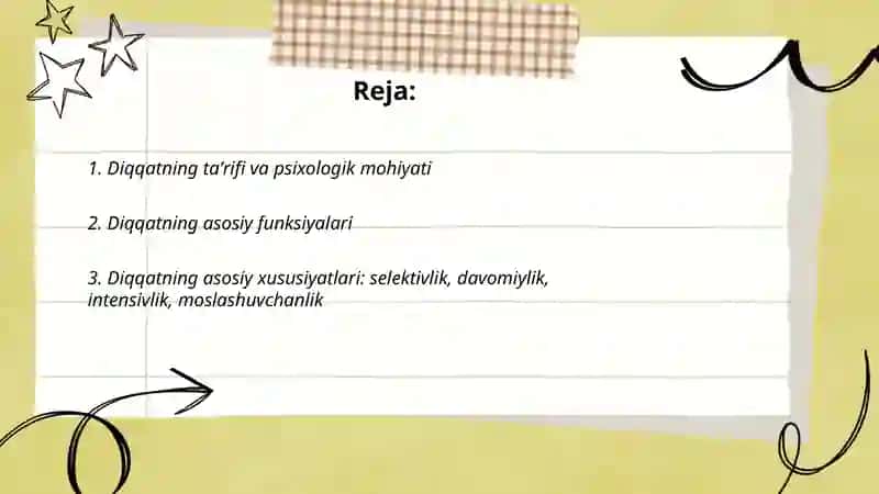 Diqqat haqida tushuncha. Diqqat turlari va xususiyatlari 2