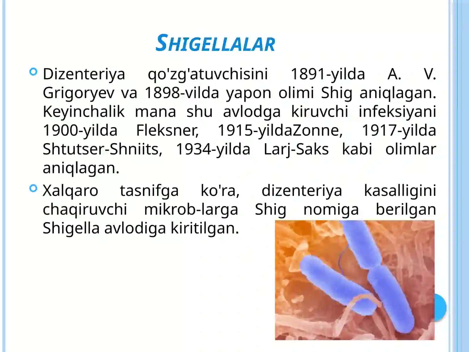 Ichakbakteriyalar oilasi gakiruvchi qo'zg'atuvchilari to'g'risida tushuncha 2