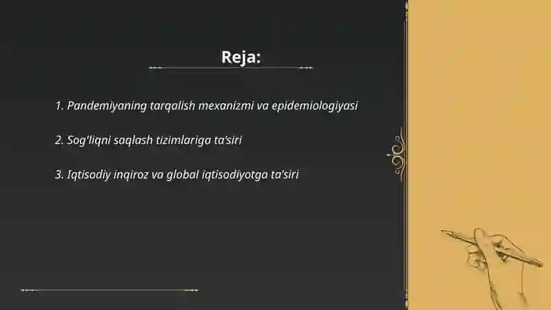 Taqdimot Pandemiya haqida 2
