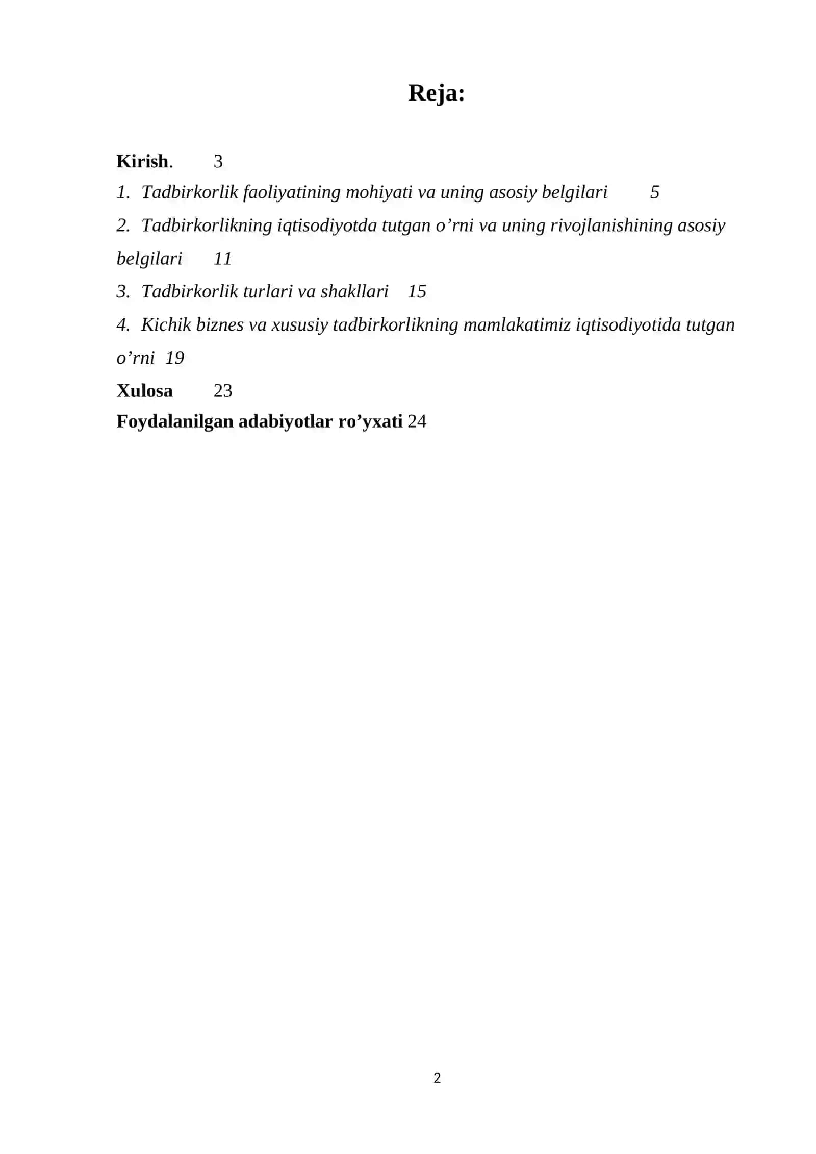 Tadbirkorlik faoliyati uning turlari va asosiy belgilari 2