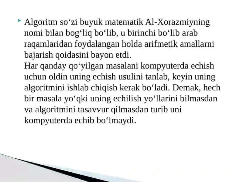 Algoritmlash usullari 2