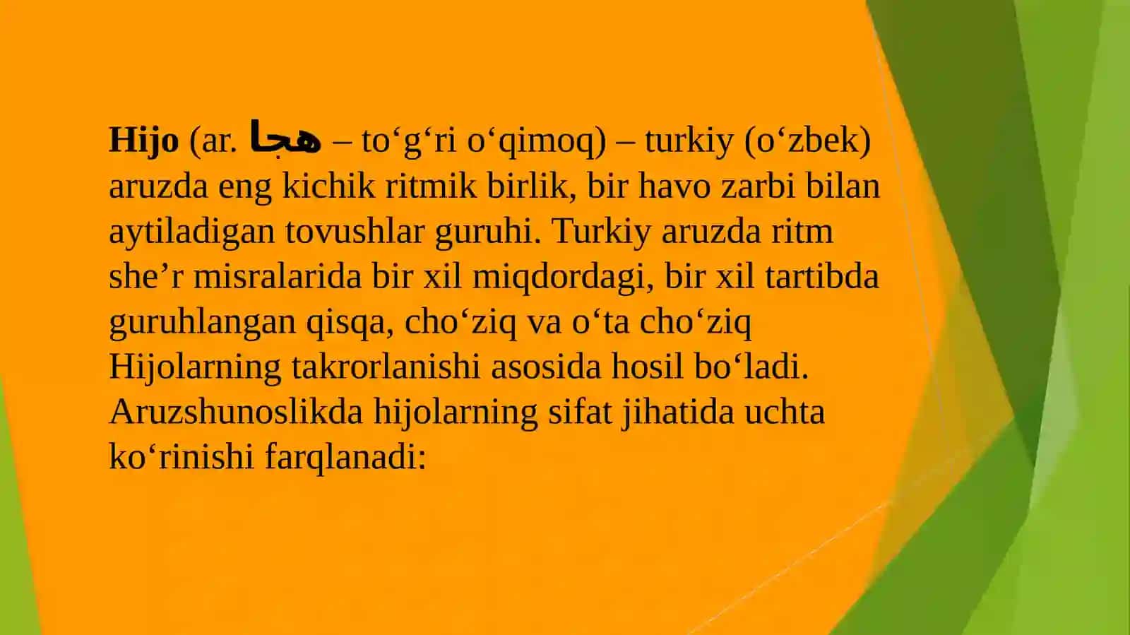 Hijo va uning turlari, rukn hosil qiluvchi unsurlar, asl bahrlar 2