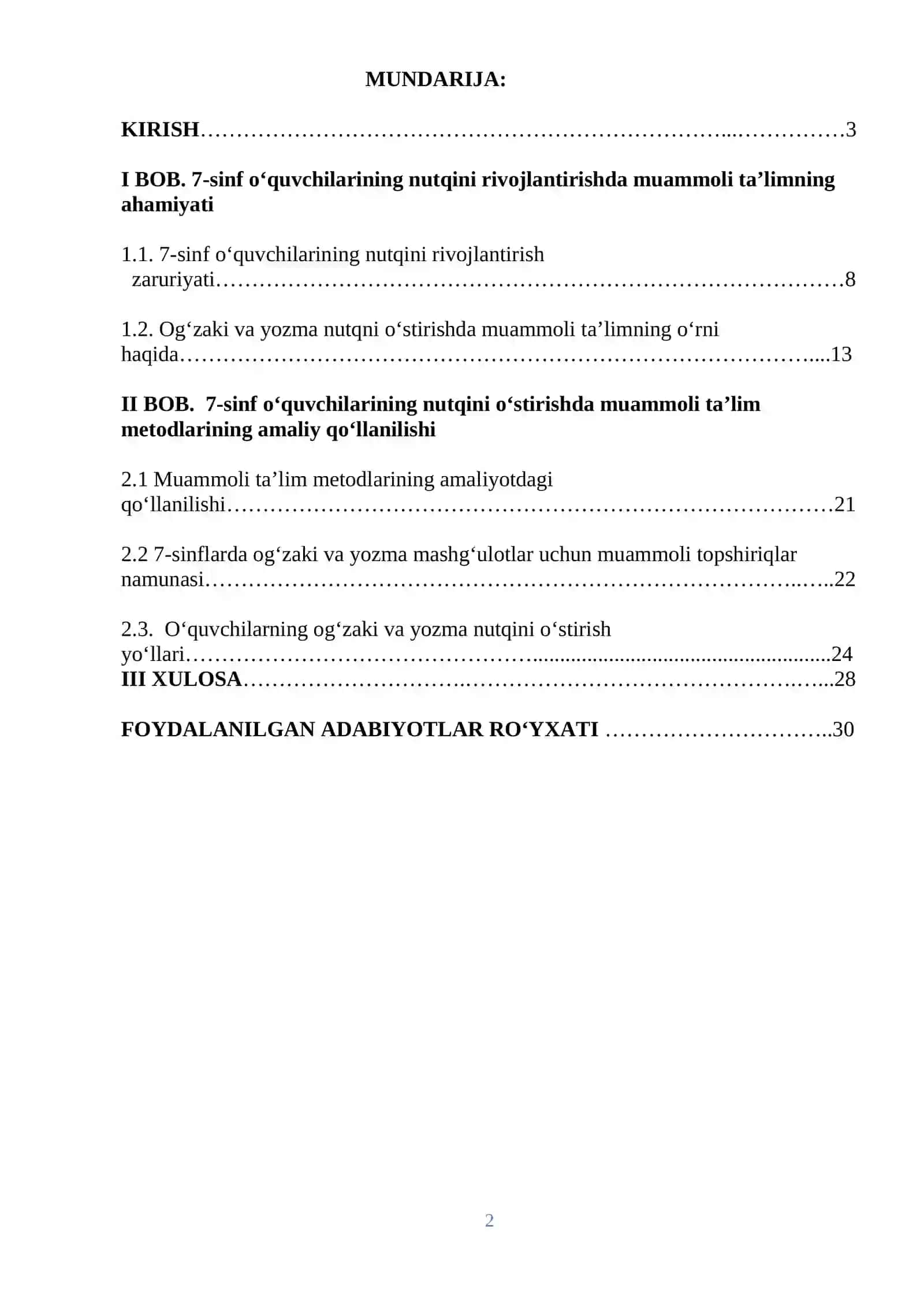 Sabohatning “ona tili o‘qitish metodikasi” fanidan 2