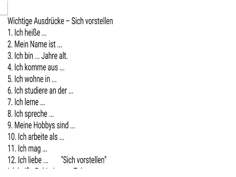 Sich vorstellen auf Deutsch 2