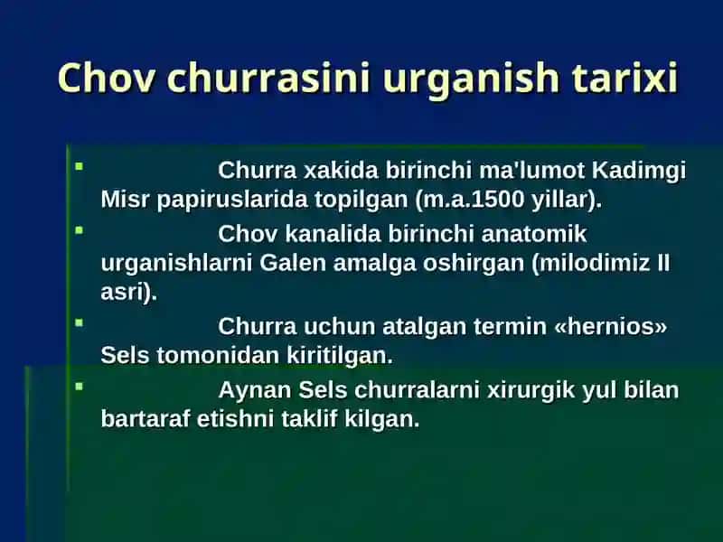 Chov, son, kindik va qorin oq chizig‘i churralari 2