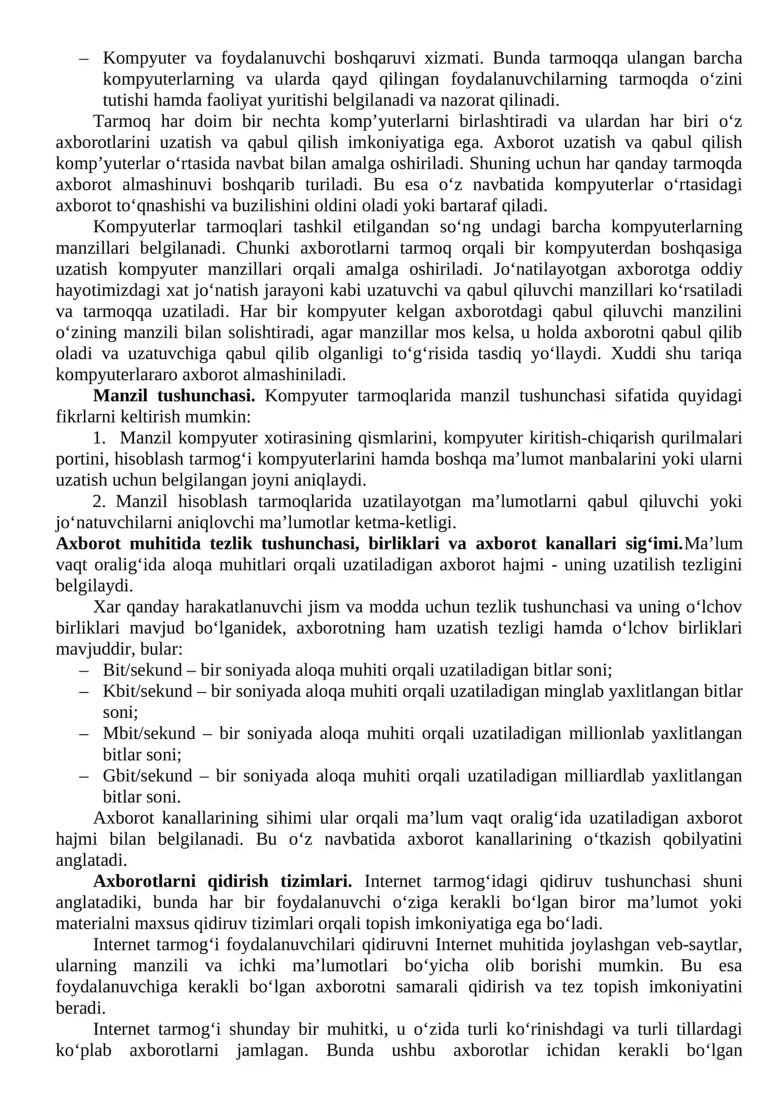 TELEKOMUNIKATSIYA VA TARMOQLAR. TASHKILOT TARMOQLARI 2