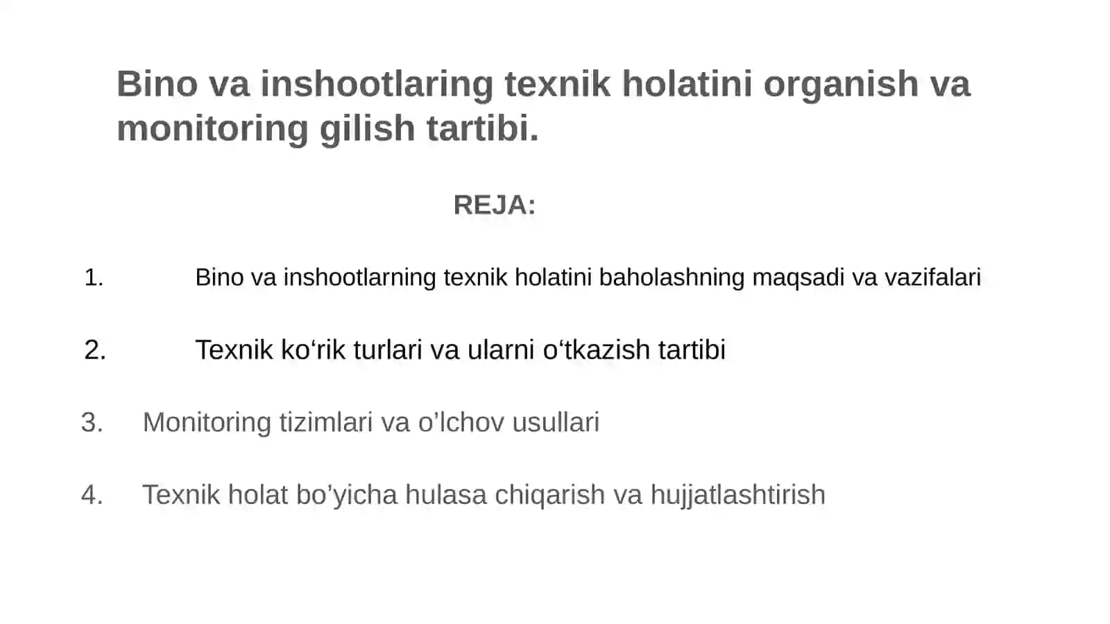 Bino va inshootlarning texnik holatini baholashning maqsadi va vazifalari 2
