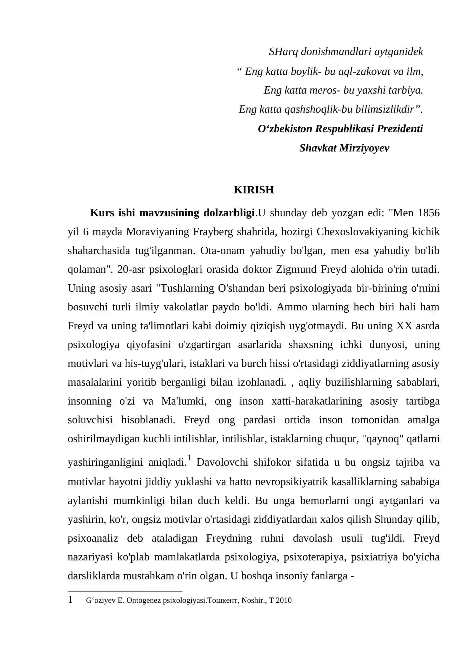 Z.Freydening klassik psixoanalizida psixik rivojlanish 2