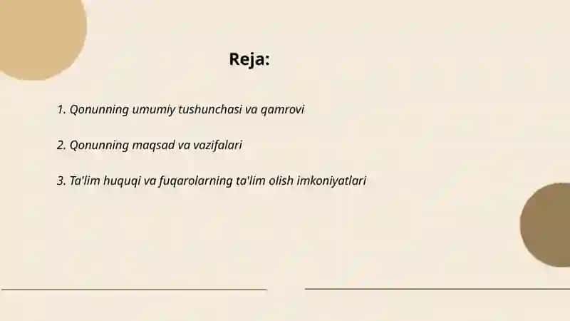 O'zbekiston Respublikasining "Ta’lim toʻgʻrisidagi Qonuni" va uning mohiyati 2