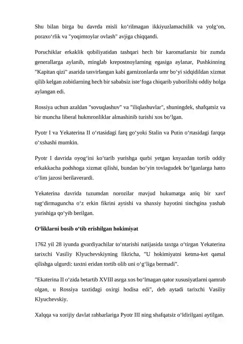 YEKATERINA II NING MA'RIFATLI BOSHQARUVI 2
