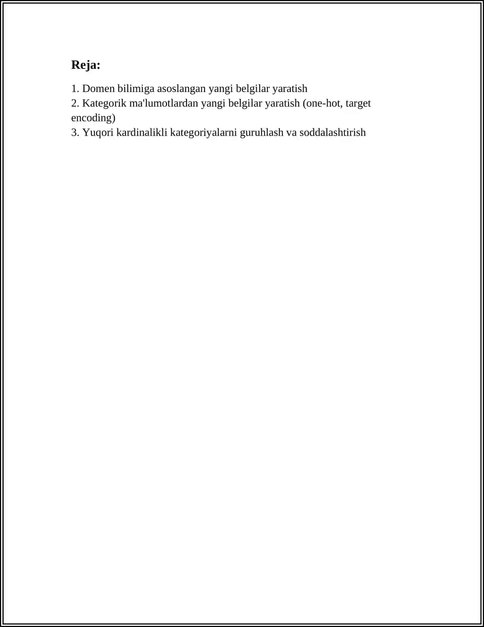 FEATURE ENGINEERING: YANGI BELGILAR YARATISH USULLARI 2
